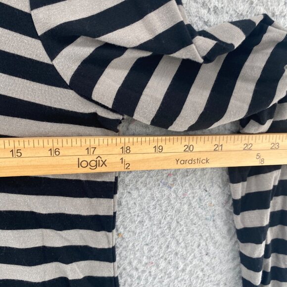 Maurices Top Womens Small Gray Black Striped 24/7 Long Sleeve Stretch Pullover* - Picture 9 of 11